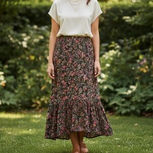 Jessica Simpson High Low Floral Skirt Sz L